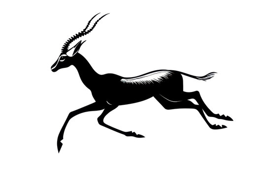 Spooked gazelle running icon vector illustration isoleted on white background in silhouette .