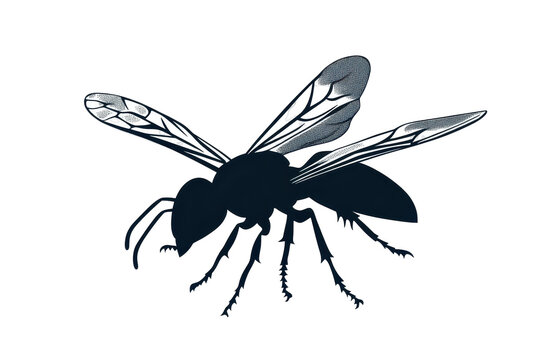 Stinging wasp icon vector illustration isoleted on white background in silhouette .