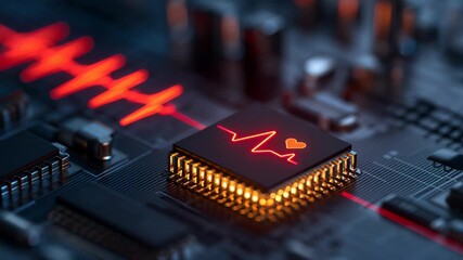 Poster - Applications of Nanomaterial Concepts. Microchip Heartbeat Line Design Fusion of Technology and Health Innovation in Electronics and Circuit Design for Enhanced Well being