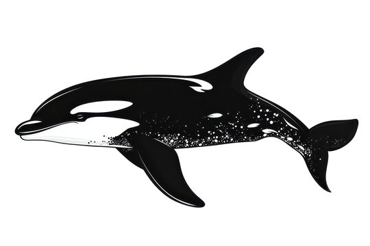Surfacing orca icon vector illustration isoleted on white background in silhouette .