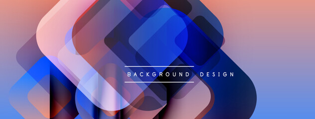 Poster - Abstract geometric shapes overlap, creating vibrant gradient background. Pink, blue hues dominate composition. Modern design element.
