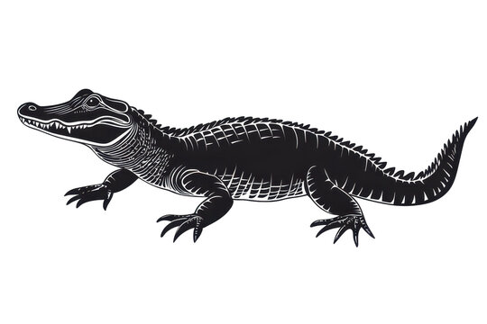 Swimming alligator icon vector illustration isoleted on white background in silhouette .
