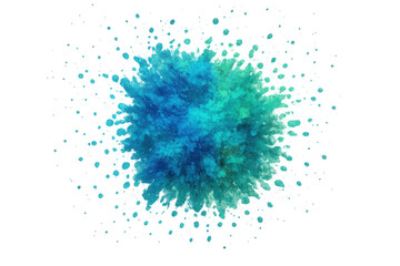 Poster - Colorful powder bursting into vibrant midair cloud, dispersing with dynamic energy against clean transparent backdrop