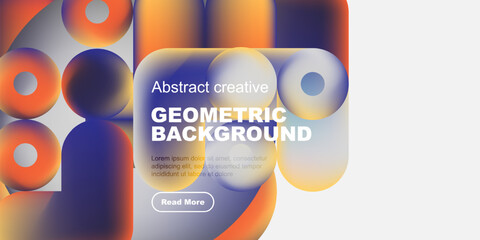 Poster - Abstract geometric shapes, vibrant colors, modern design. Text overlay promotes further exploration, clean aesthetic.