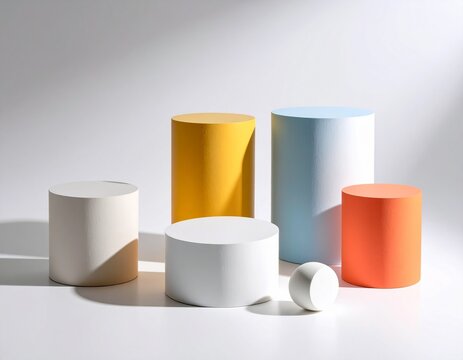 Colorful cylinder arrangement geometric elegance illuminated set