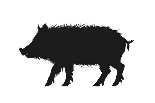 Trotting boar silhouette icon vector illustration isoleted on white background in silhouette .