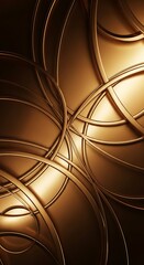 Poster - Abstract golden curves and swirls design creating a sophisticated background pattern