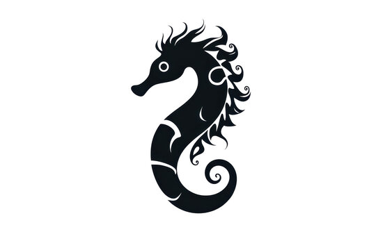 Twirling seahorse icon vector illustration isoleted on white background in silhouette .