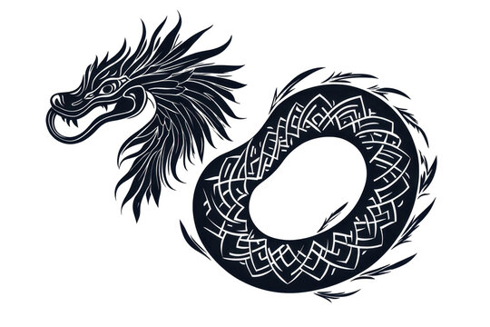 Twisting feathered serpent icon vector illustration isoleted on white background in silhouette .