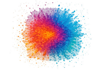 Poster - Colorful powder bursting radially, generating vivid explosive pattern against transparent background for festive graphic design concept