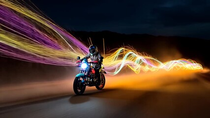 Poster - Night Rider: A Symphony of Lights and Speed