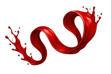 Poster - Glossy red liquid curving, splashing dynamically against transparent surface, forming elegant fluid motion and vibrant visual design