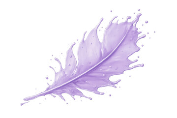 Poster - Purple paint splashing and forming a feather shape, isolated on transparent background, ideal for creative projects