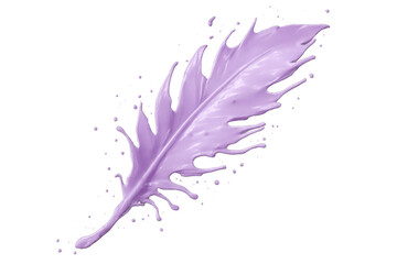 Poster - Purple paint splashing and forming a feather shape, isolated on transparent background, ideal for creative projects