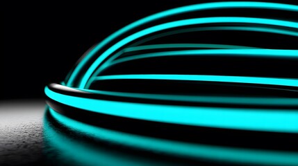 Poster - Coiled glowing blue cable against a dark background
