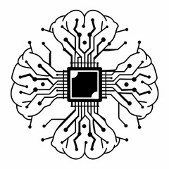 Poster - Digital brain with central processing unit and circuitry