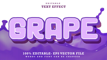Fototapete - 3d Word Grape Editable Text Effect Design, Effect Saved In Graphic Style