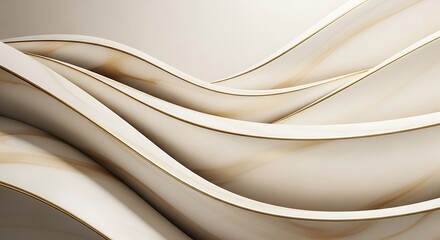 Poster - Elegant and luxurious abstract background featuring beige waves with golden accents