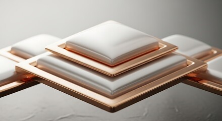 Poster - Elegant stacked squares with golden frames, a luxurious and sophisticated abstract composition