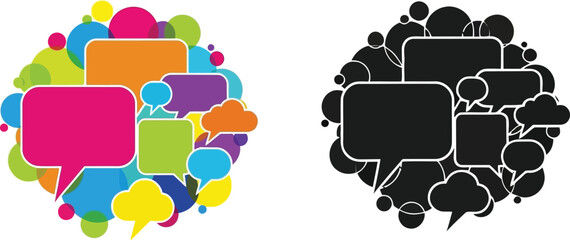 Poster - Colorful speech bubbles vector illustration communication social media marketing concept design 100