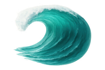 Poster - Powerful ocean wave curling and breaking with foam, isolated on transparent background, perfect for compositing