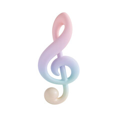 Fototapete - Pastel Musical Note Symbol in Soft Hues on Transparent Isolated Background