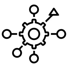 Aufkleber - vector Illustration of a gear with nodes connected and an arrow pointing out on a transparent background
