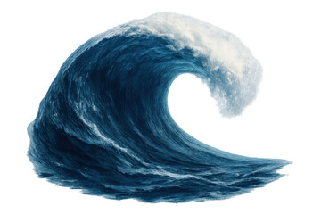 Poster - Powerful ocean wave curling and breaking, isolated on transparent background, perfect for depicting the force of nature