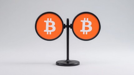 Poster - Prominent bitcoin sign representing arbitrage signals and price movements in the dynamic cryptocurrency market
