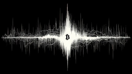 Poster - A creative representation of a sound wave featuring a bitcoin symbol illustrating the fusion of technology and finance