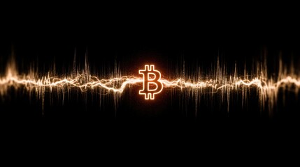 Poster - A bitcoin coin overlaying a dynamic sound wave graphic representing digital currency and audio technology integration