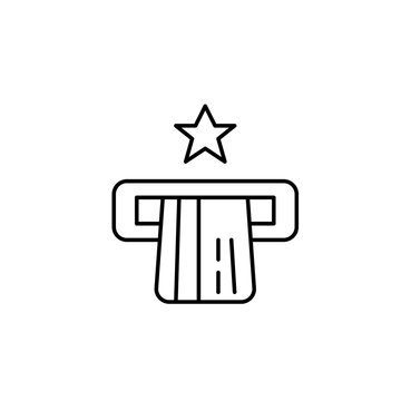 Credit card in ATM and star. Premium banking service, top-rated transactions. Pixel perfect, editable stroke vector icon