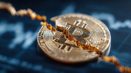Poster - Bitcoin coin depicting the concept of financial channels in the evolving landscape of cryptocurrency investments
