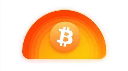 Poster - Striking bitcoin with color gradient zone underneath conveying the heat and popularity of digital currency