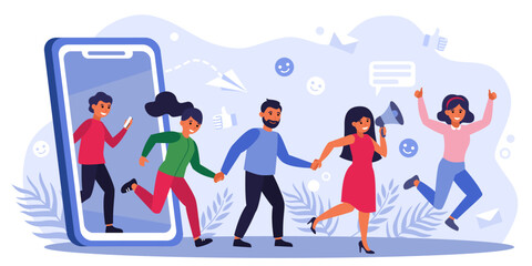 People joyfully connecting online, celebrating digital community and engagement.