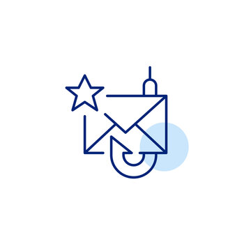Phishing alert. Suspicious e-mail warning. Pixel perfect, editable stroke vector icon