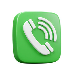 Aufkleber - Modern 3d icon of a white telephone receiver with sound waves on a vibrant green rounded square isolated on transparent background