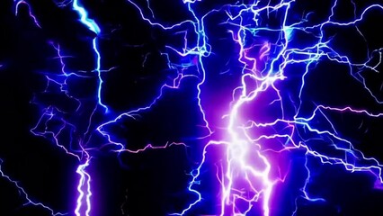 Wall Mural - Seamless Looping Video Electric Blue Lightning Background
