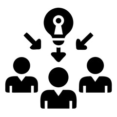 Poster - Idea generation and collaboration shown with lightbulb and people in black and white presentation format