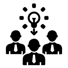 Poster - Business team with lightbulb idea sharing knowledge and brainstorming in a group setting for innovation