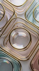 Aufkleber - Elegant and refined abstract background showcasing glass squares and circles with gold edges