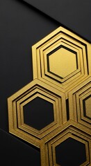 Aufkleber - Golden hexagonal pattern against a black background for modern aesthetics sophisticated design