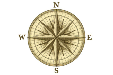 Fototapete - Classic compass rose design isolated on transparent background, perfect for navigation, travel, and adventure themes