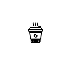 Poster - A simple black and white illustration of a coffee cup with steam rising