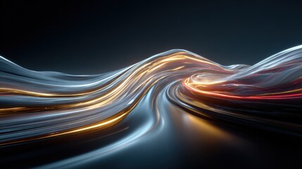 Aufkleber - Flowing light trails on dark abstract surface background image