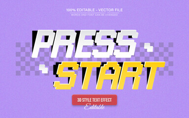Fototapete - Press Start Game Retro Text Effect for Posters, Logos and T-Shirt Templates