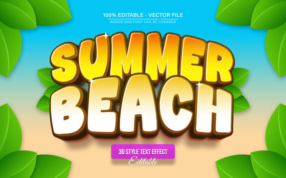 Summer Beach Cartoon Text Effect Editable