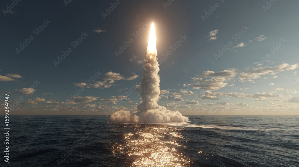 Missile defense system on launch ramp, designed to counter aerial ...