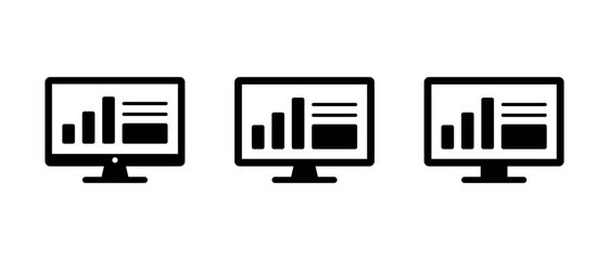 Poster - Computer monitor with business dashboard interface. Bar chart and infographic icon