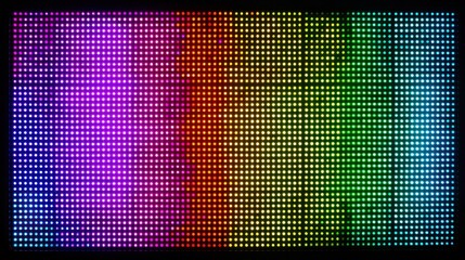 Poster - A dazzling LED screen illuminates the evening with a smooth gradient of colors ranging from purple to green. This lively display enhances the ambiance of the urban atmosphere.